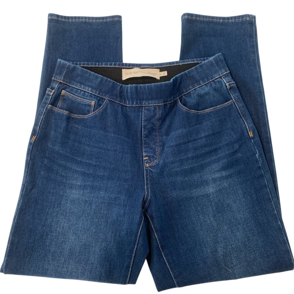 Soft Surroundings Dark Wash Pull On Jeans Women's Medium